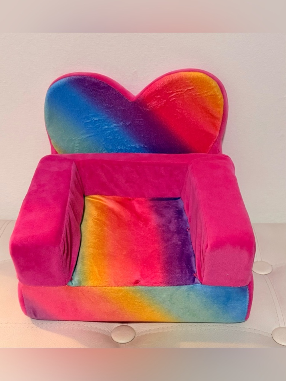 Build A Bear Plush Pink Rainbow Fold Out Bed Chair